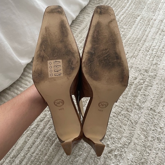 Michael Kors Croc-Embossed Brown Slingback Heels - Picture 5 of 5